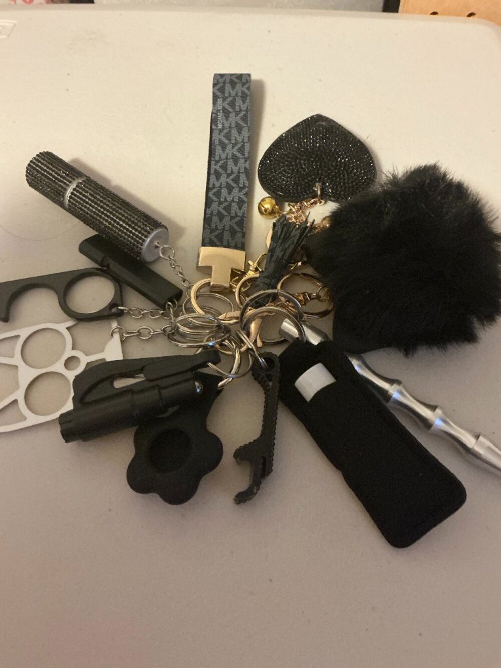 14 Piece Self Help/Aid Custom Keychain - Black & Silver